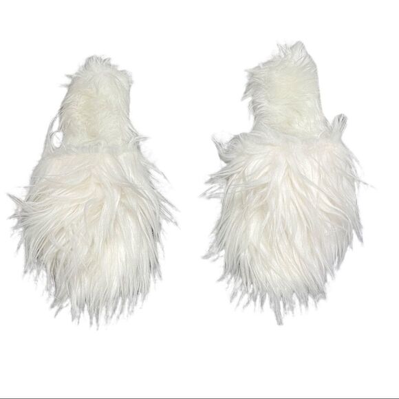 Free People White Vegan Faux Fur Open Toe Slippers - Picture 2 of 7